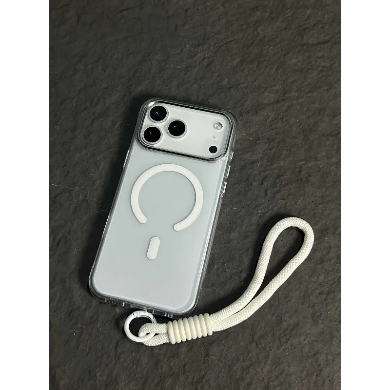 (transparente, Iphone 15 Pro) Capa Magnética Translúcida Fosca Com Alça De Pulso – À Prova De Choque Com Proteção De Airbag