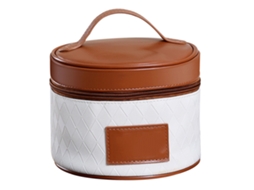 Bolsa de Maquiagem para Viagem Grande Cilindro Pu com Alça Portátil