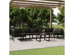 8 Pcs Conjunto Lounge Jardim Com Almofadões Alumínio Antracite Dkd Home Decor
