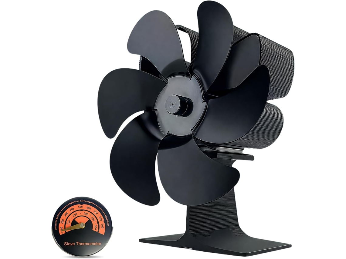 Ventilador De 6 Pás Para Fogão A Lenha, Adequado Para Fogões A Pellets Funciona Sem Eletricidade E Permite Um Controle Preciso Da Temperatura