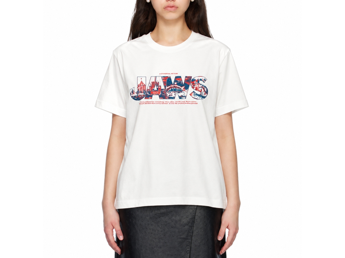 Rockinstone Jaws Movie Logo With Comics White Adult T-shirt Size:l