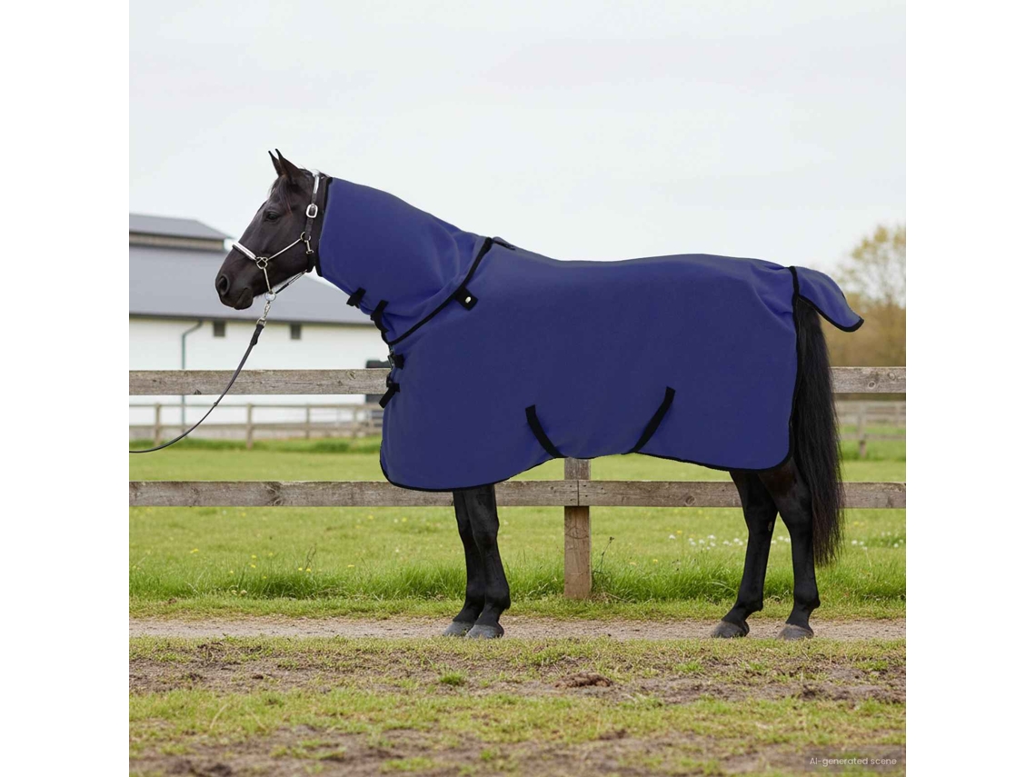 Vidaxl Cobertor De Cavalo Azul Marinho 95 Cm Fleece De Poliéster