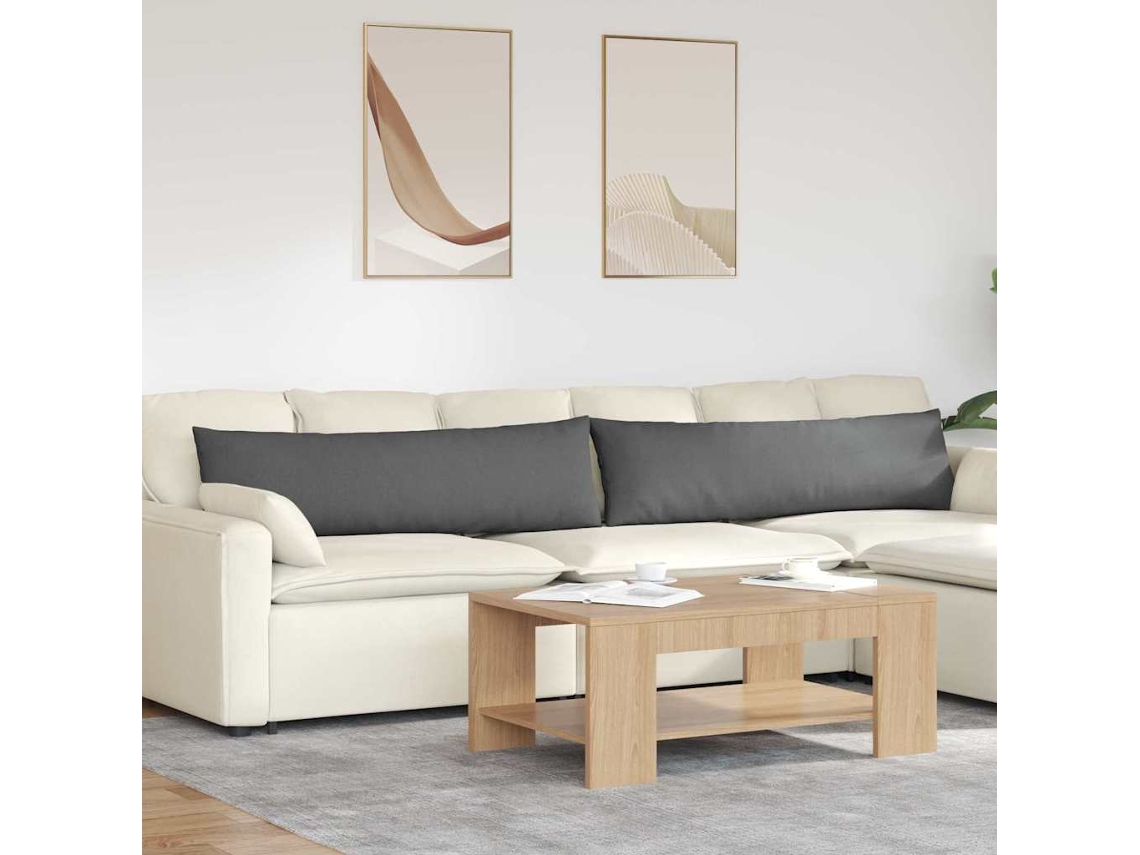 Vidaxl Travesseiros De Sofá 2 Pcs Cinza Escuro 145 X 40 Cm Tecido