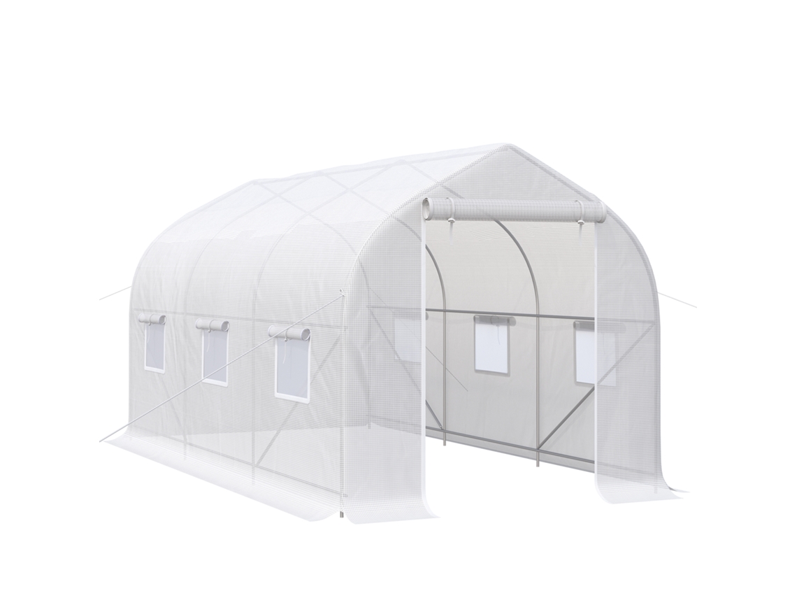 Jardim Brancos Fogão 4x2x2m Tipo Túnel Com 6 Janelas Respiratórias E Zíper Enrolar Porta para Cultivar Plantas.vegetais