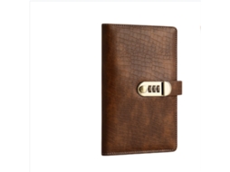Caderno Organizador De Recibos Com Cadeado De Combinação, Porta, Marrom, 48 Bolsos, 24 Compartimentos