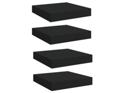 Prateleiras de Parede Suspensas 4 Pcs 23x23,5x3,8cm MDF Preto MAISON EXCLUSIVE