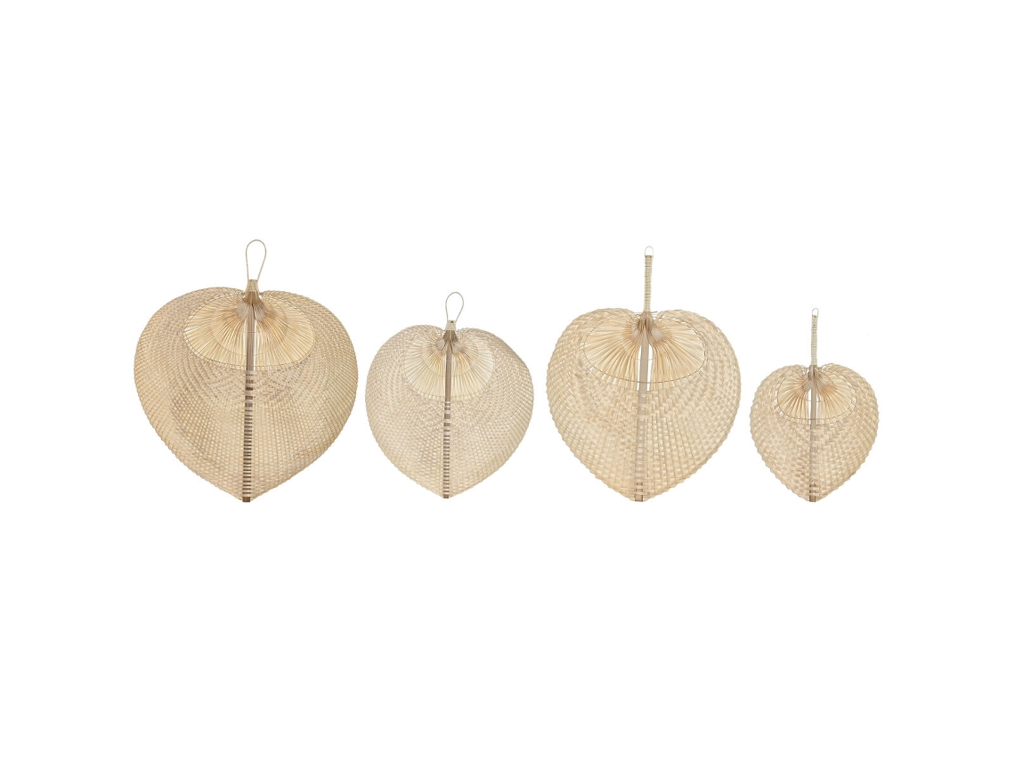 Decoração de Parede HOME ESPRIT Marrom claro Natural Leque Tropical (4 Peças)
