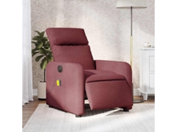 Vidaxl Poltrona Reclinável De Massagens Elétrica Tecido Vermelho Tinto
