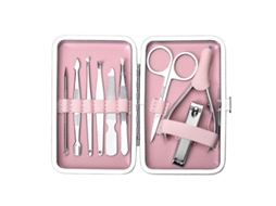 Kit de Manicure e Pedicure Profissional com 9 Peças, Ferramentas de Aço Inoxidável para Cuidado de Unhas