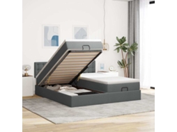 Vidaxl Estrutura De Cama Otomana Com Colchões Tecido Cinzento Escuro