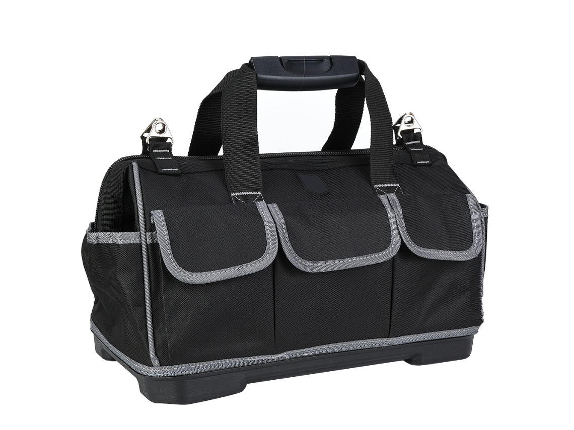 Bolsa De Ferramentas Laxiscreed De 17 Polegadas Cinza, Com Fundo De Plástico, Portátil E Prática Para Uso Profissional