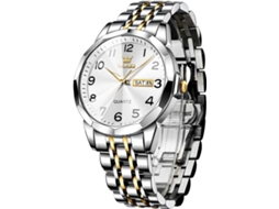 Lurelia Relógio Feminino, Movimento De Quartzo, Data/calendário, Luminoso, Duplo Fuso/mostrador, Detalhes Com Strass, Aço Inoxidável, Branco
