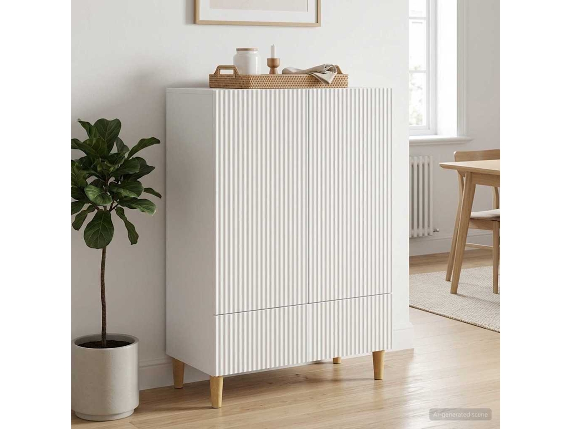 Vidaxl Buffet Branco 66 X 34,5 X 95 Cm Derivados De Madeira