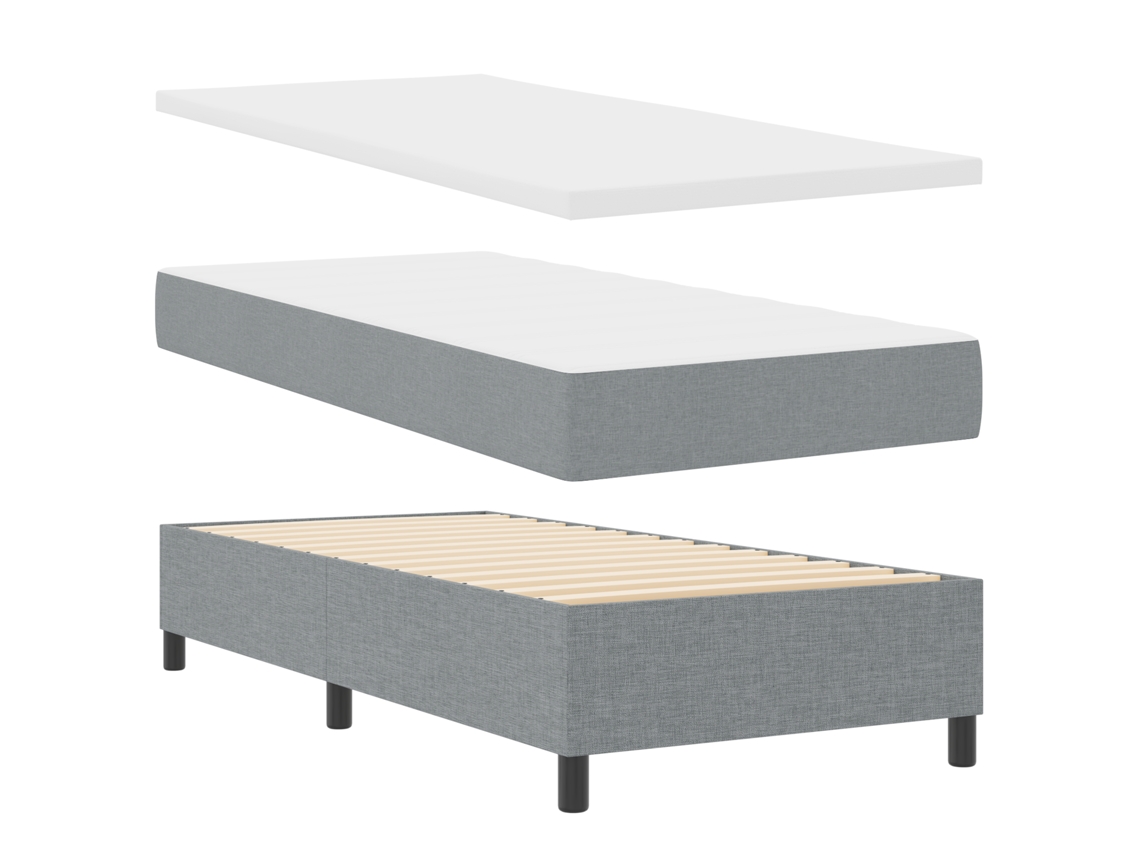 Conjunto 1 Cama Box Vidaxl Cinzento-claro Tecido (100 X 200 Cm)