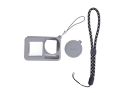 Capa de silicone lavável e macia para câmera esportiva Action 5 Pro, resistente a impactos, com tampa de lente e cordão, cinza LAXISCREED