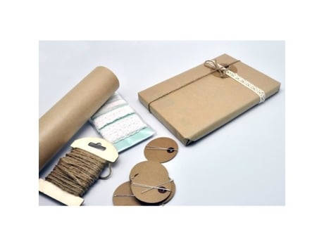 Kit embalagem presente em kraft e renda - MegaCrea Marrom