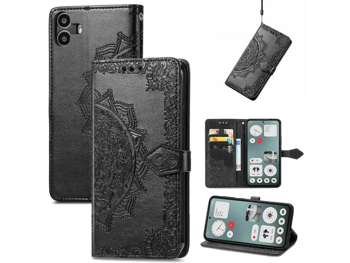 Capa De Celular Em Couro Com Estampa De Mandala E Flor Para Nothing Cmf Phone 1