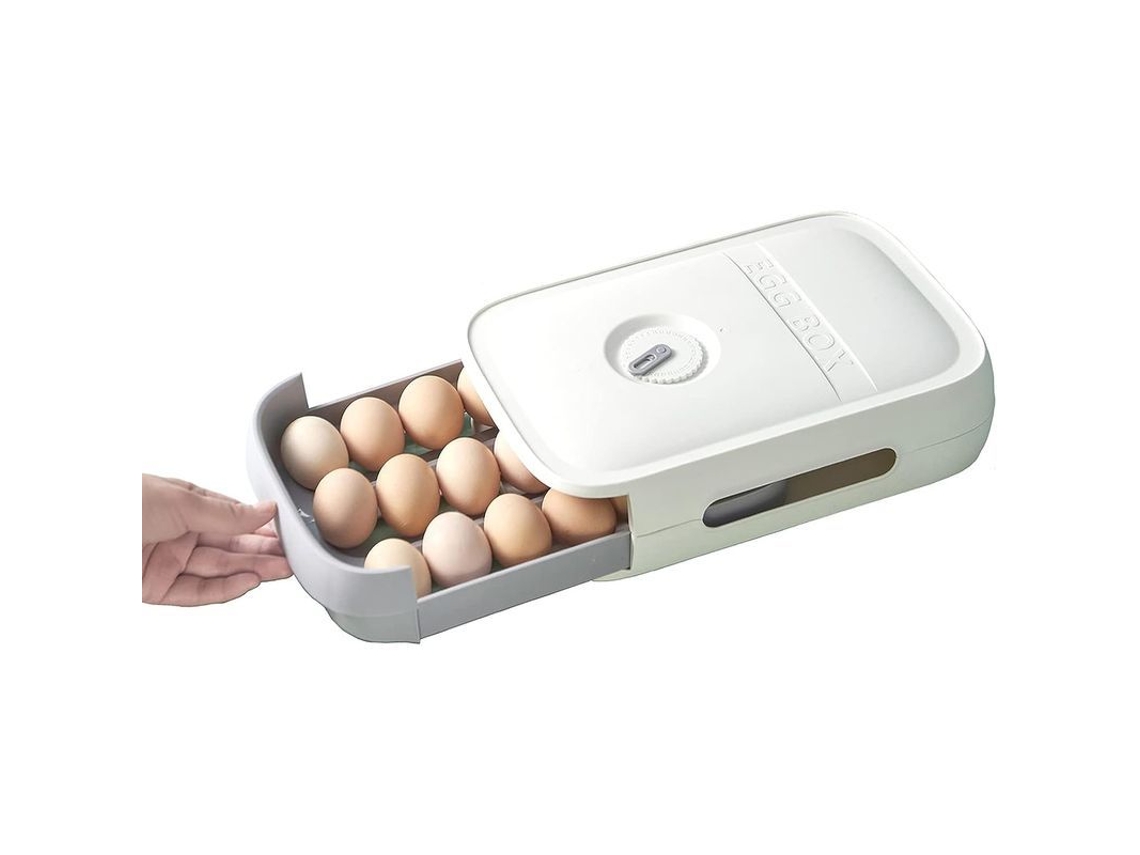 2026 portarrollo Refrigerador Organizador Huevos 18 21 Unidades Plástico Apilable Caja Frescor Cocina Blanco