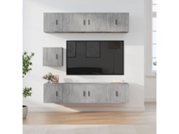 Vidaxl Conjunto Móveis De Tv 7 Pcs Madeira Processada Cinzento Cimento