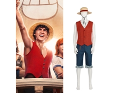 Conjunto de Fantasia de Luffy Versão de Filme de Ação Ao Vivo de Uma Peça Chapéu Xl