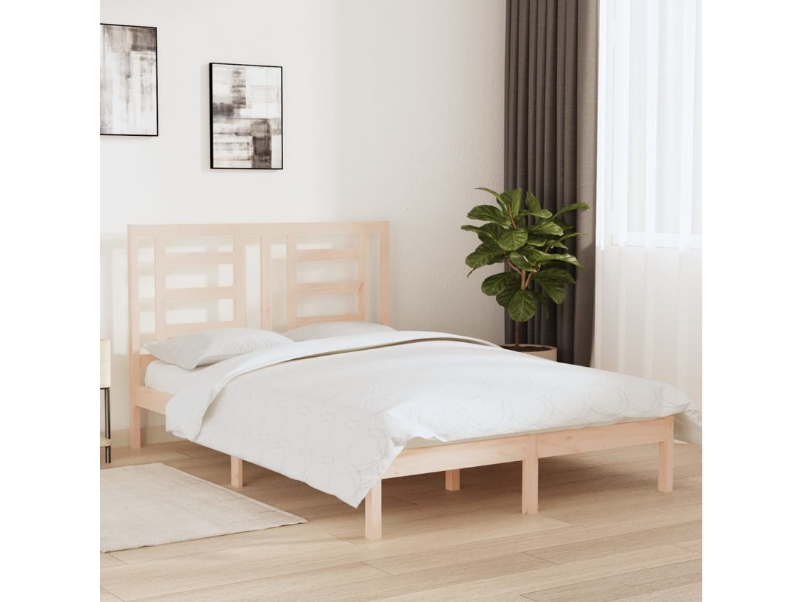 Cama Sem Colchão 140x200 Cm Madeira De Pinho Maciça