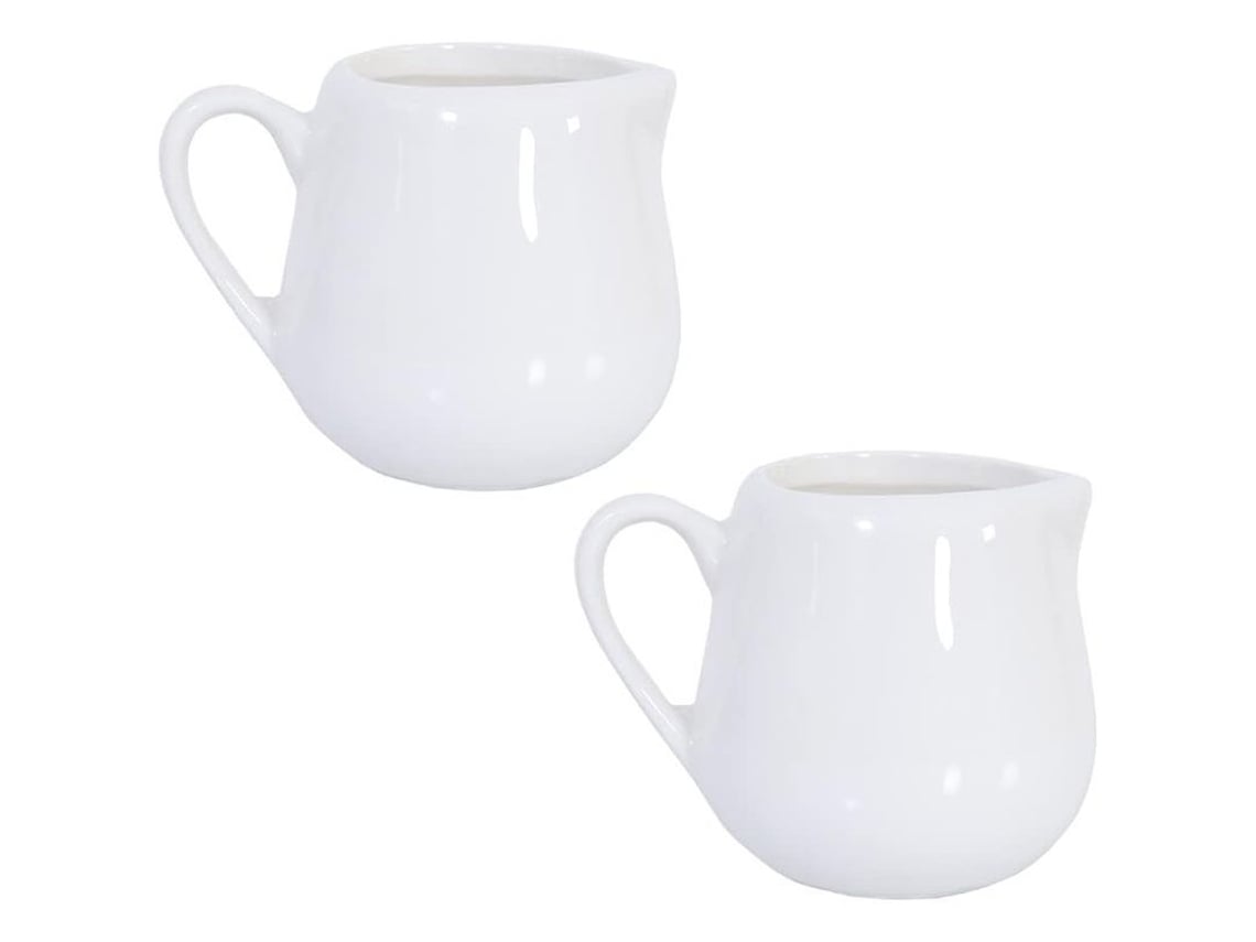 Jarra de leite Rebe-2 em cerâmica branca, 60ml, para café, creme e molho.