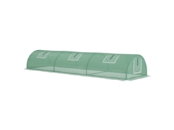 Túnel Estufa 300x80x45cm Com 5 Janelas Enroláveis, Lona Pe 140g/m² Metal Epóxi Verde