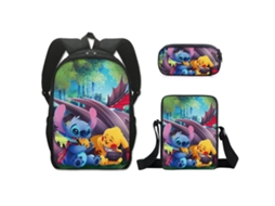Mochila  De Estudante Stitch Conjunto De Três Peças 16 Poldas9*