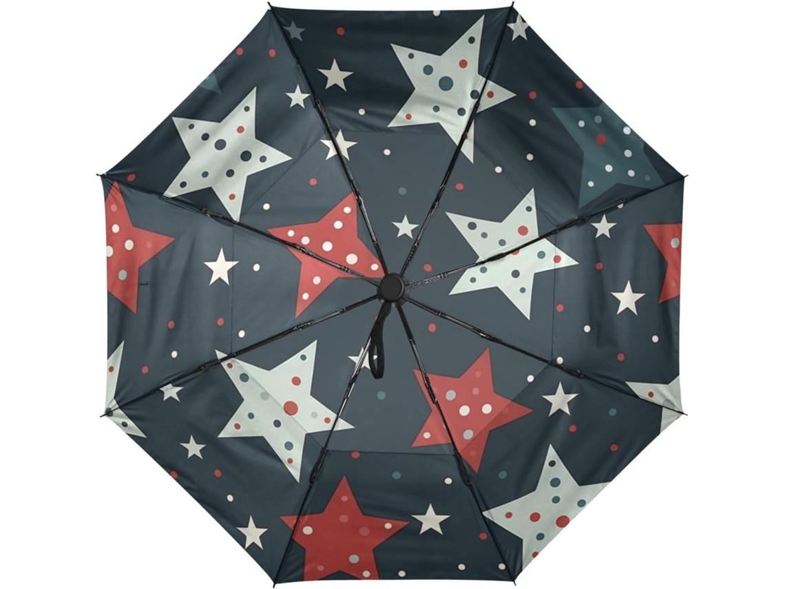 Guarda Chuva de Viagem Automático Estampa Estrelas Repetidas Resistente | S/MARCA