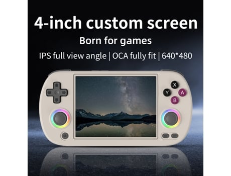 Console De Jogos Retrô Portátil De 4,0?, Tela Ips De 640×480, Sistema De 64 Bits, Iluminação Rgb, Bateria De 3200mah 128g Van Der Rich (jogos 8k)