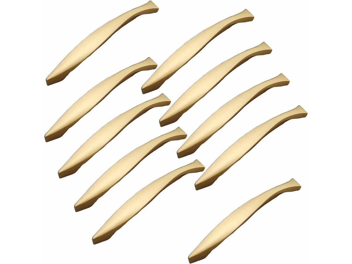 Conjunto De 10 Puxadores Para Armário Cozinha, Puxador De Porta Dourado Em Formato B 128mm, Puxadores De Liga Zinco