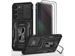 Capa Tampa Deslizante Câmera Vidros Temperados Para Samsung Galaxy S23 Hongwe. Magnética Preto