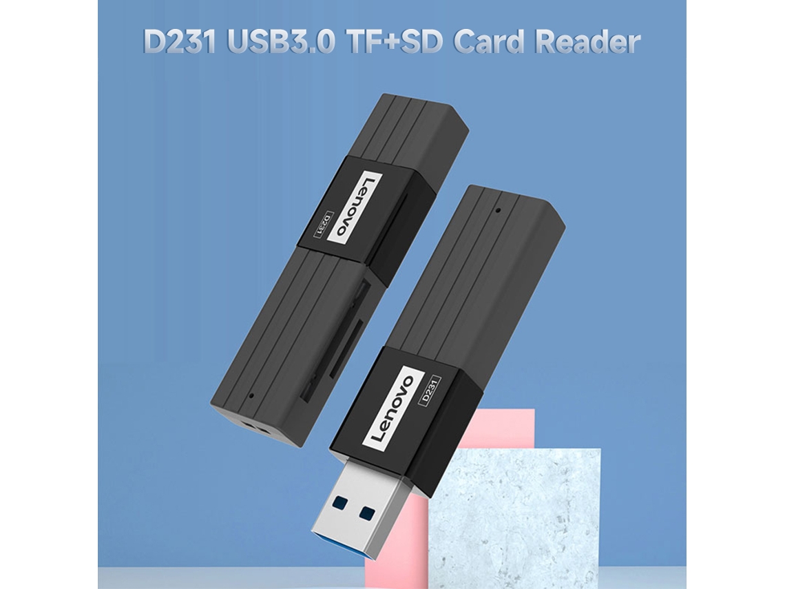 Leitor De Cartões Sd+tf De Alta Velocidade 2 Em 1 Usb3.0 Lenovo D231 Com Capa Portátil De Abs