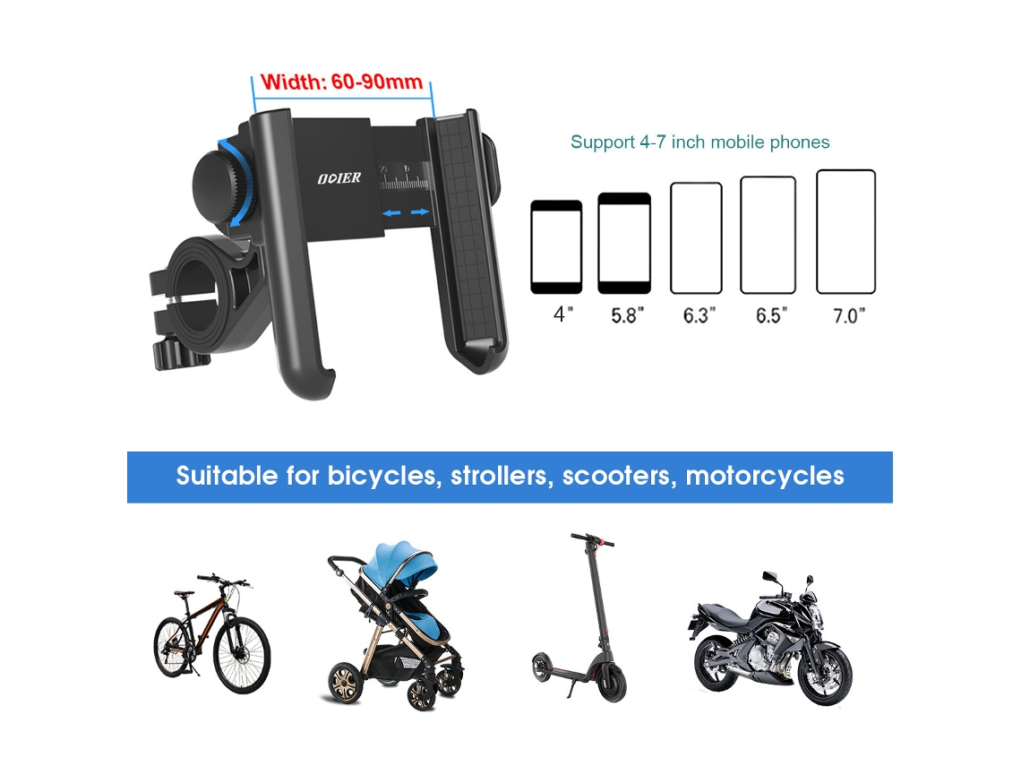 Suporte Para Celular De Moto Com Rotação 360 Graus Ajustável Para Guidão De Moto E Scooter