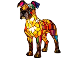 Luminária Noturna De Led Em Formato Cachorro Resina Mosaico Colorida