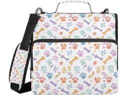 Pasta Impermeável Estimada 1, 5 Polegadas Com Alça E 3 Argolas, Pata E Osso Design, Bolsa
