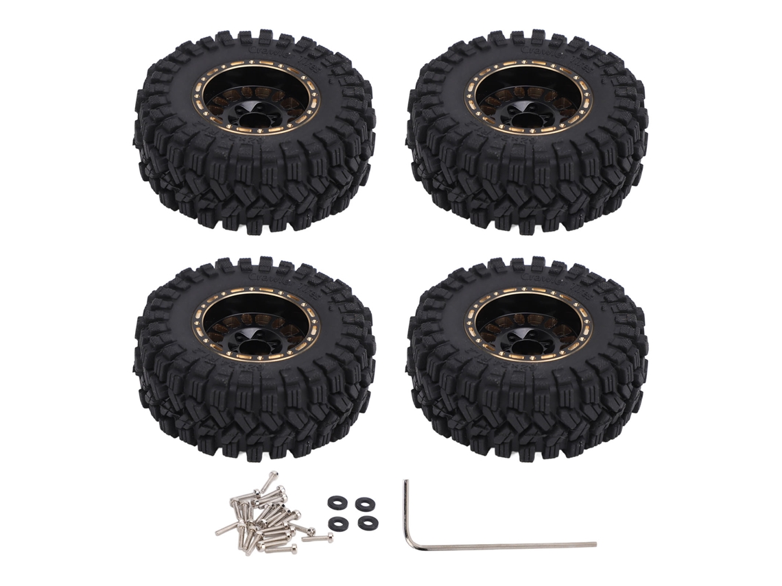 Mali conjunto de Pneus de Latão 4pcs 1.2in para Carro Rc Crawler 1/18 Traxxas Substituição Preto