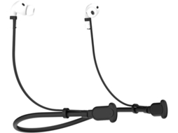 Alça De Silicone Anti Perda Para Airpods Pro 3 2 1e 4 1-conector Seguro Pescoço Branco E Preto