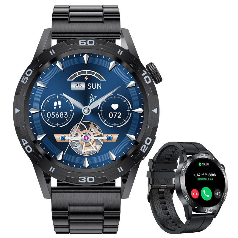 (preto Aço) Smartwatch, Bluetooth, Tela Sensível Ao Toque, Resistente À Água, Para Esportes E Fitness