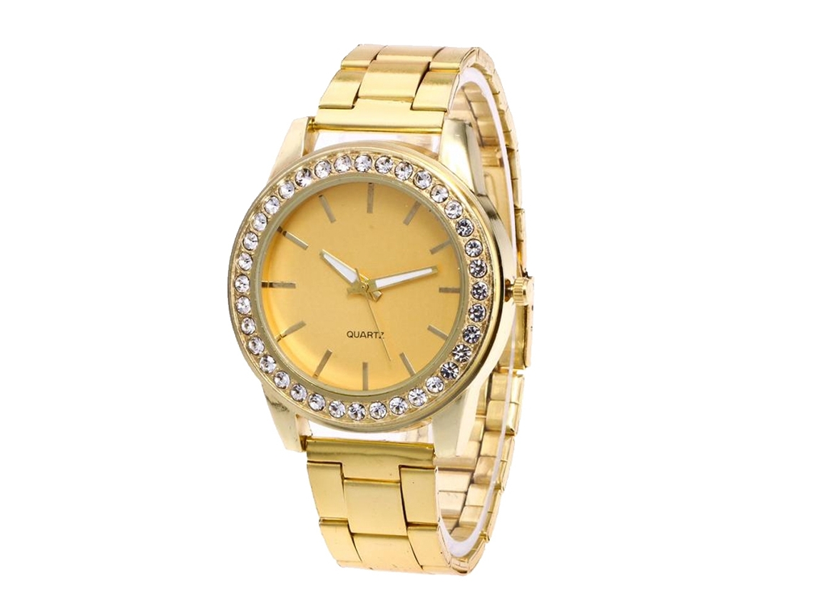 Relógio Casual Fashion de Pulso com Pulseira Ajustável e Movimento de Quartzo (ouro)