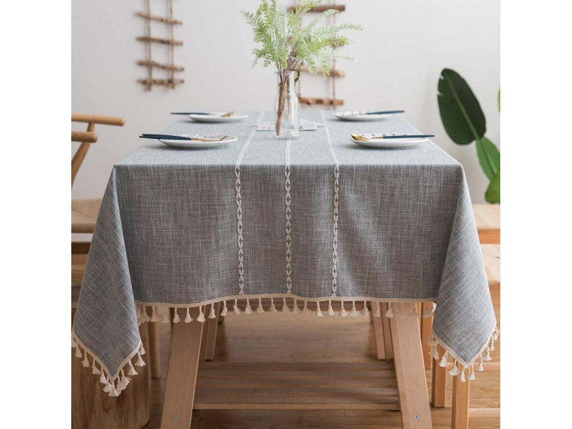 Toalha De Mesa Retangular De Algodão E Linho Com T