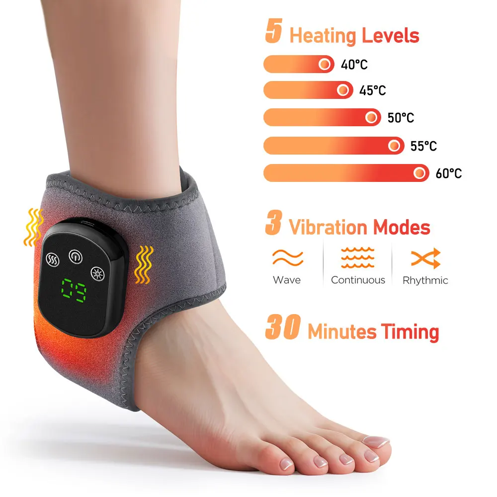 (b, 2 Unidades) Massageador Para Pés E Tornozelos, Aquecido E Vibratório, Com Três Velocidades Ajustáveis, Terapia De Calor Para As Articulações.