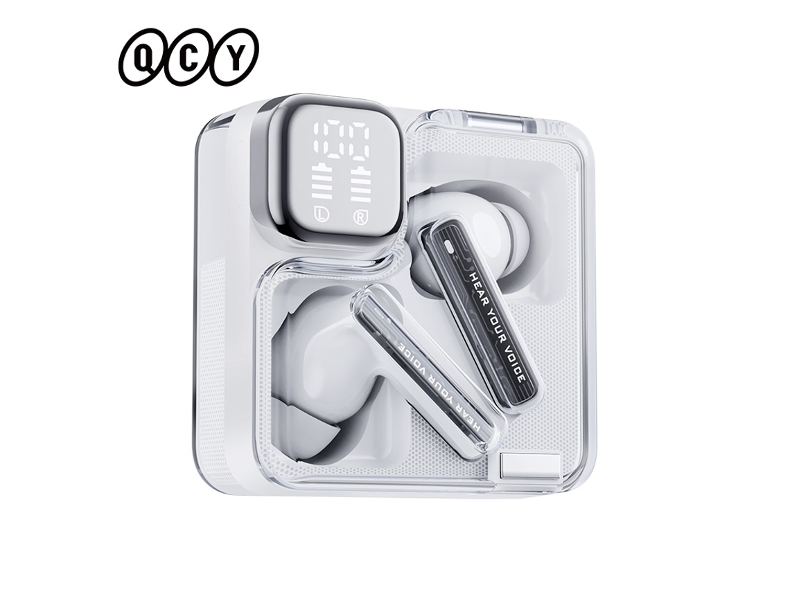 Fones de Ouvido Bluetooth MDUG 5.3 com Visor Digital Led e Ponteiras Transparentes