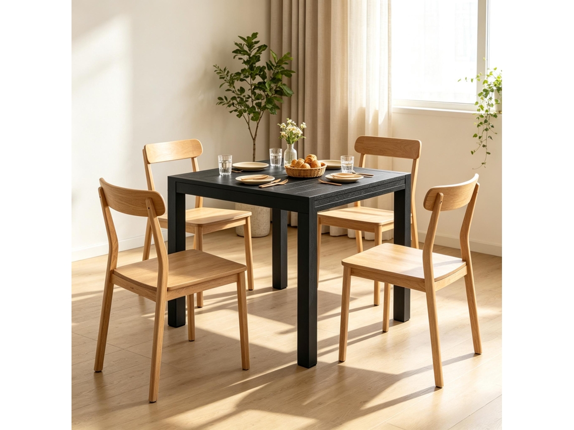 Mesa De Jantar E Jardim Extensível Para 4-6 Pessoas, Extensão Em Alumínio Aspeto Madeira Fácil De Instalar (apenas A Mesa Fornecida)