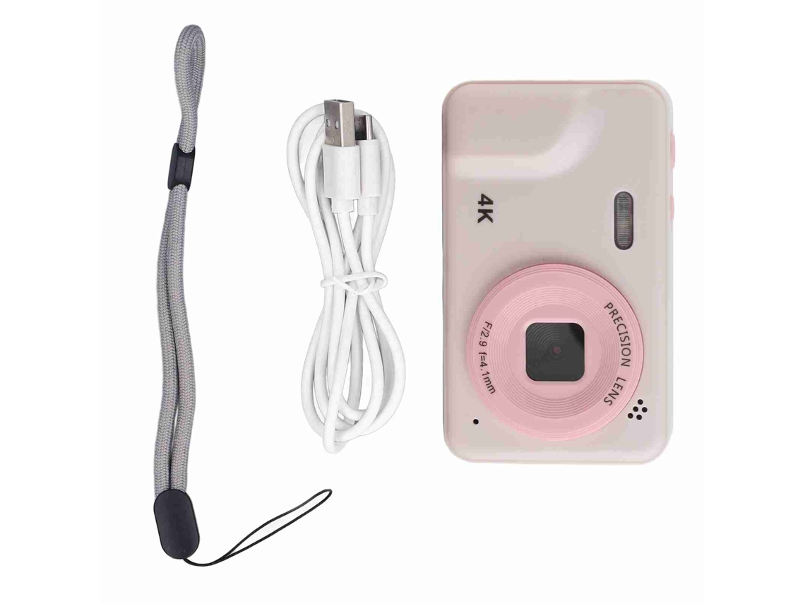 Yuru câmera Digital Compacta Rosa 4k 48mp Zoom 8x Tela Ips 2.0" Foco Automático para Crianças