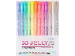 Conjunto De Canetas Gel 3d Com 6/12 Peças Em Cores Sortidas Doces,