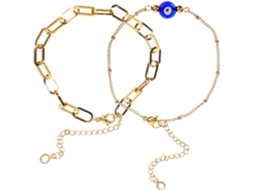 Pulseira Delicada Com Olho Turco Em Aço Inoxidável Dourado, Ajustável E Leve, Para Uso Diário.