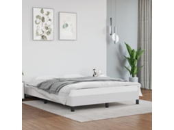 Vidaxl Estrutura de Cama 140x190 Cm Couro Artificial Branco