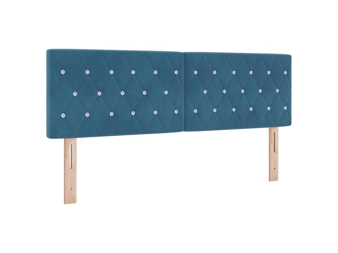 Cabeceira | Painel De Cama Led Com Cabeceira Manual Azul Escuro 144 Cm Poliéster