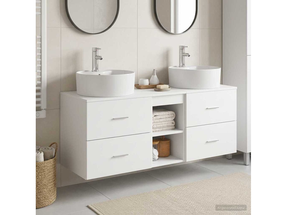 Vidaxl Conjunto De Armários Para Banheiro 3 Unid. Branco
